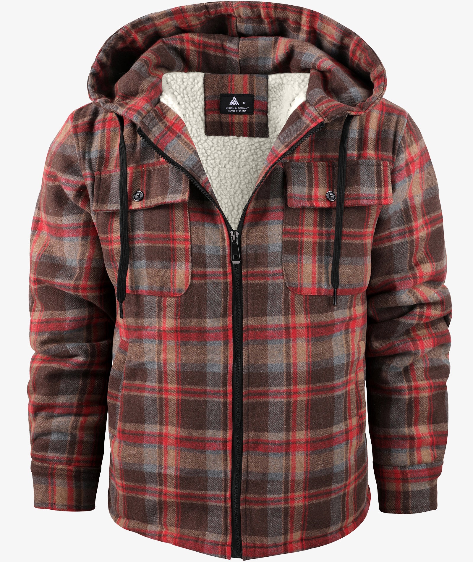 Sherpa-Lined Plaid Hooded Jacket