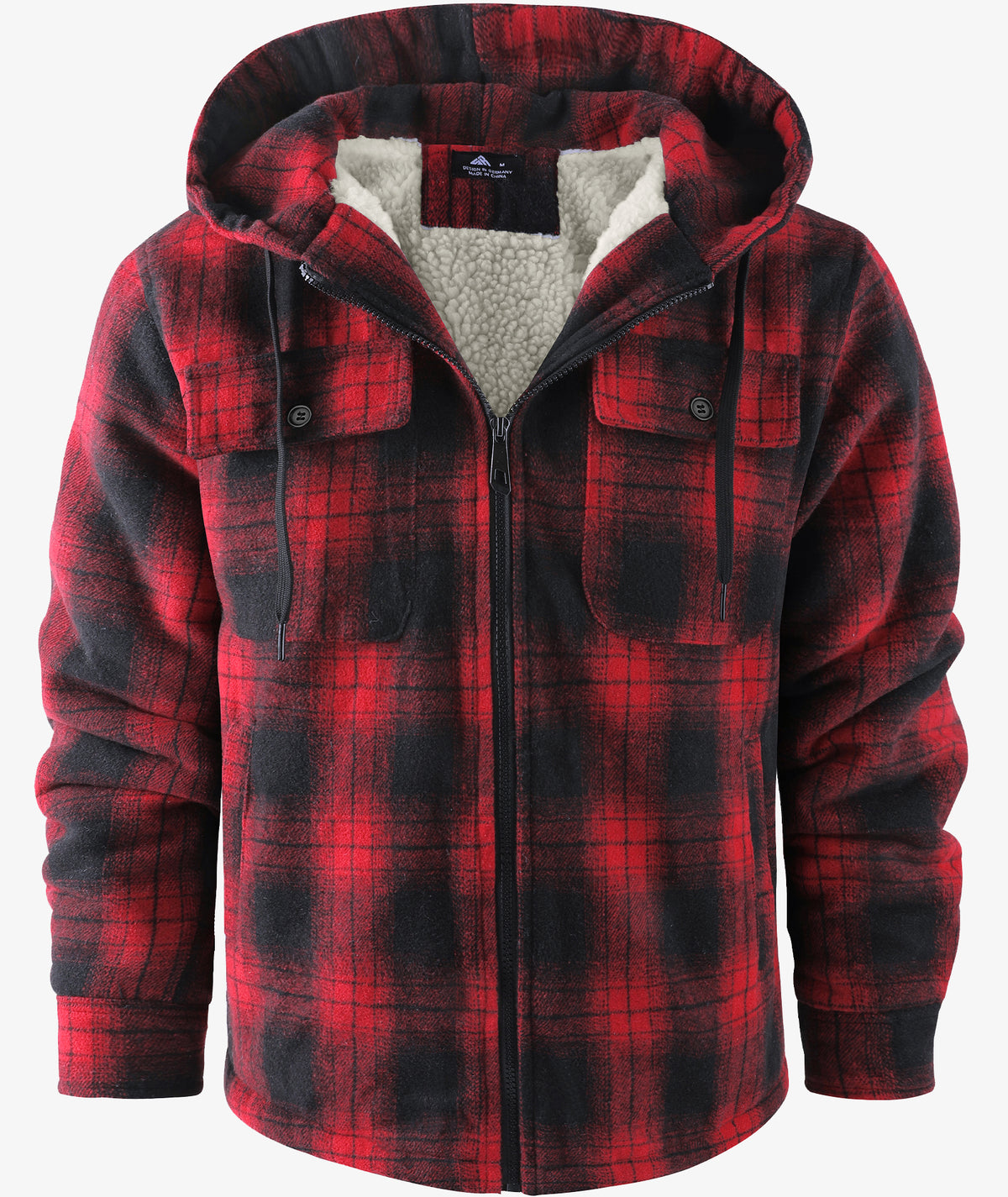 Sherpa-Lined Plaid Hooded Jacket