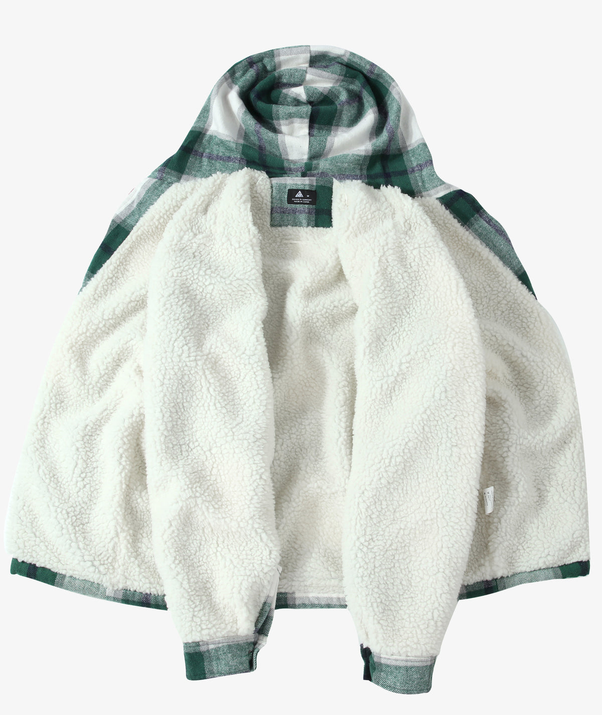 Sherpa-Lined Plaid Hooded Jacket