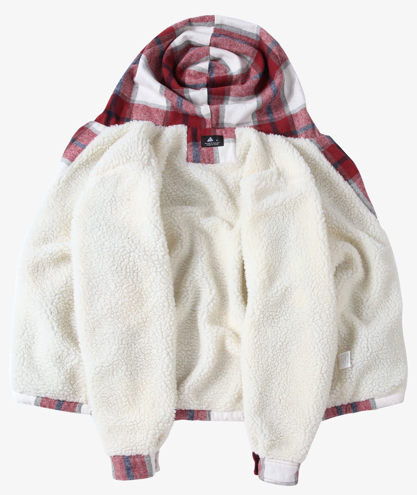 Sherpa-Lined Plaid Hooded Jacket