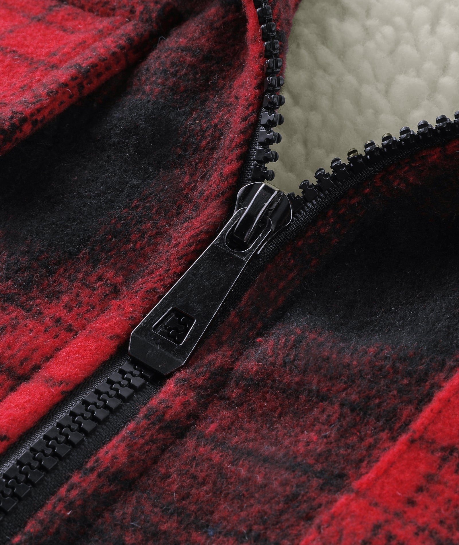 Sherpa-Lined Plaid Hooded Jacket