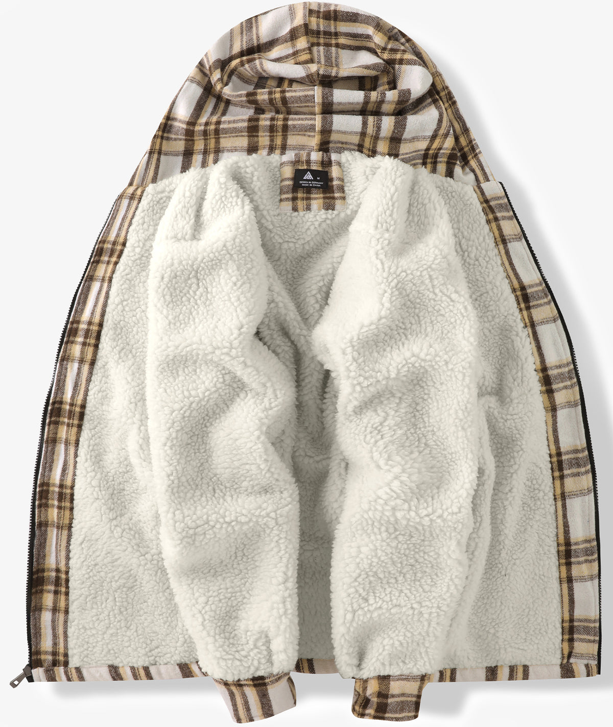 Sherpa-Lined Plaid Hooded Jacket