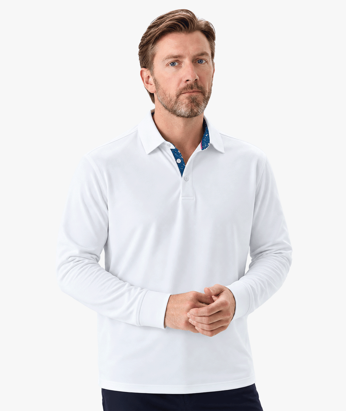 Blue Floral Collar Polo