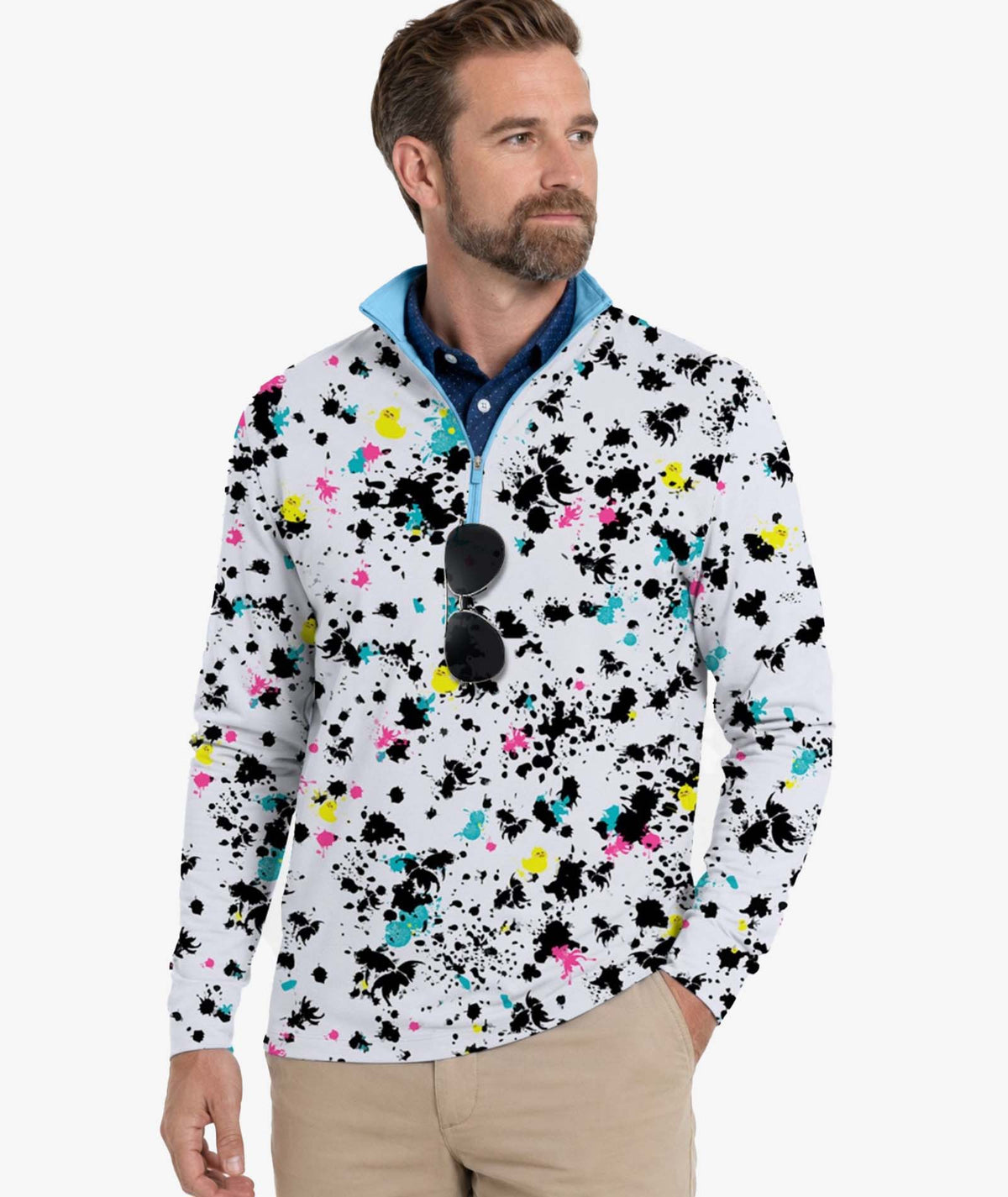 Polo con cremallera y estampado salpicado