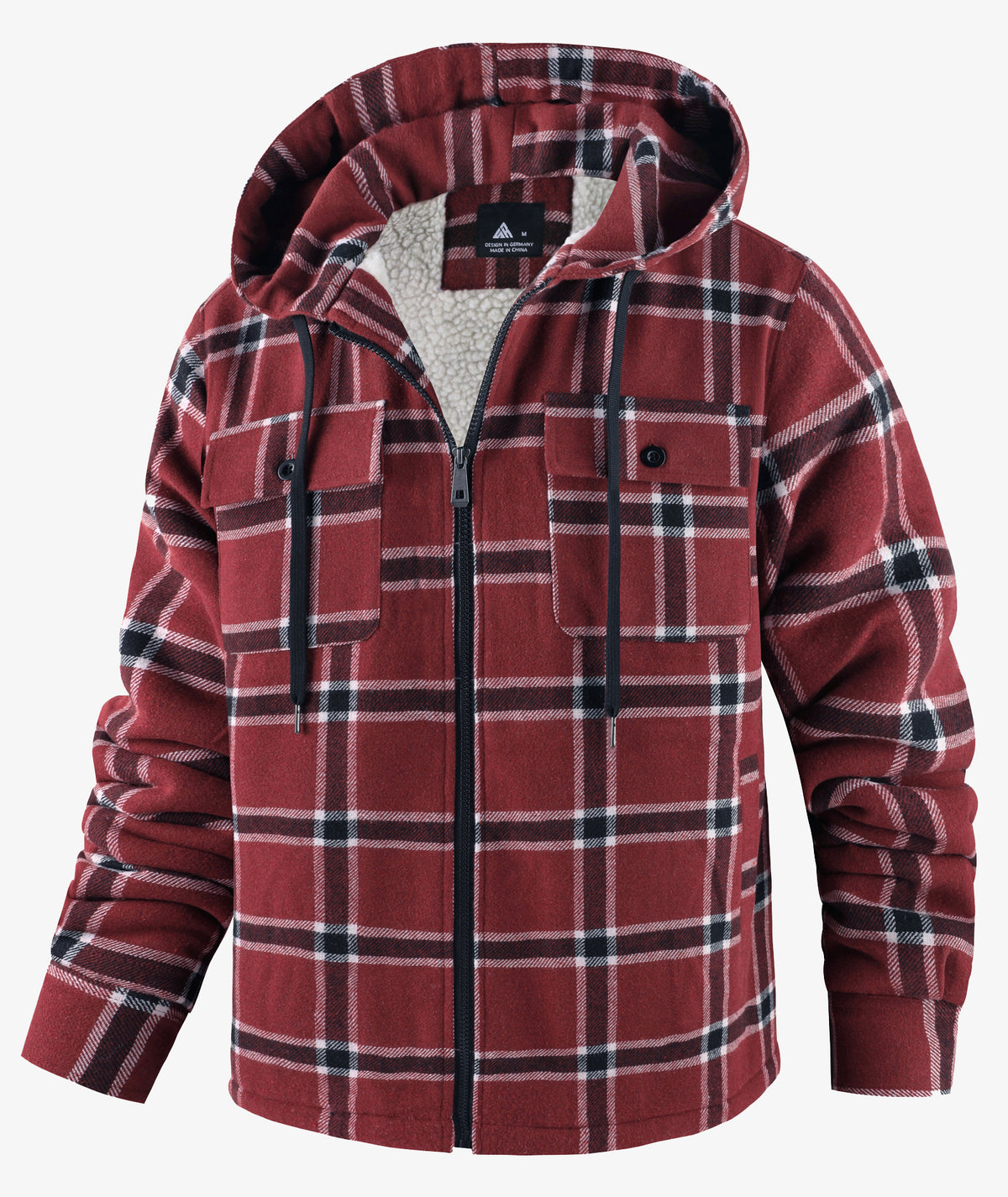 Sherpa-Lined Plaid Hooded Jacket