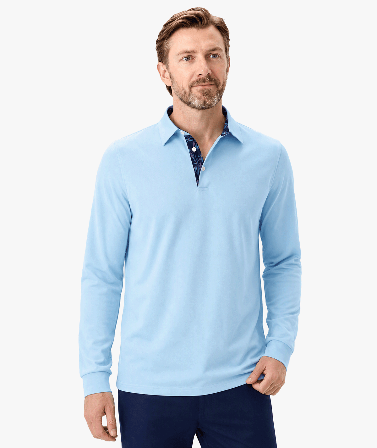 Purple Tropical Leaf Collar Polo