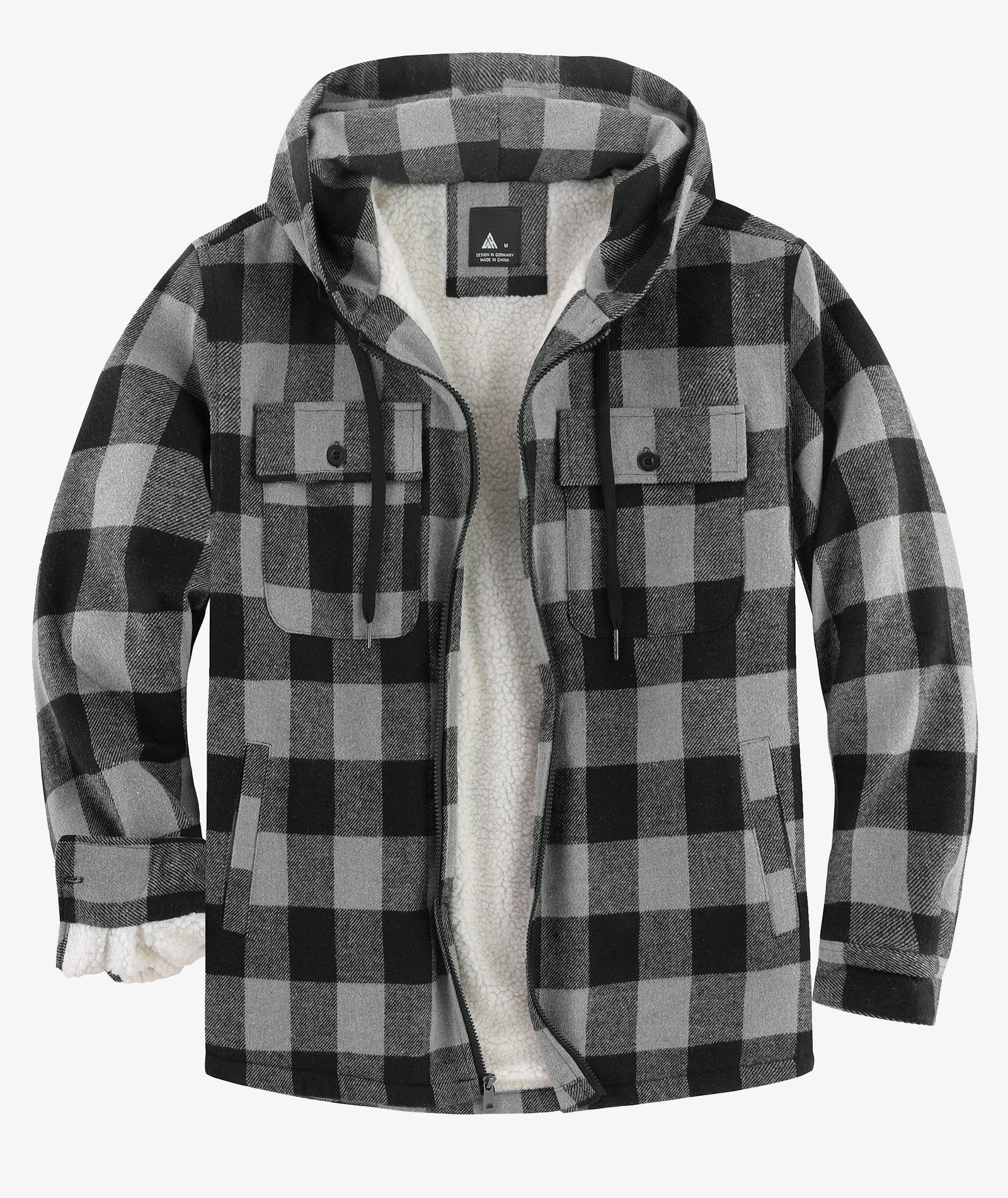 Sherpa-Lined Plaid Hooded Jacket