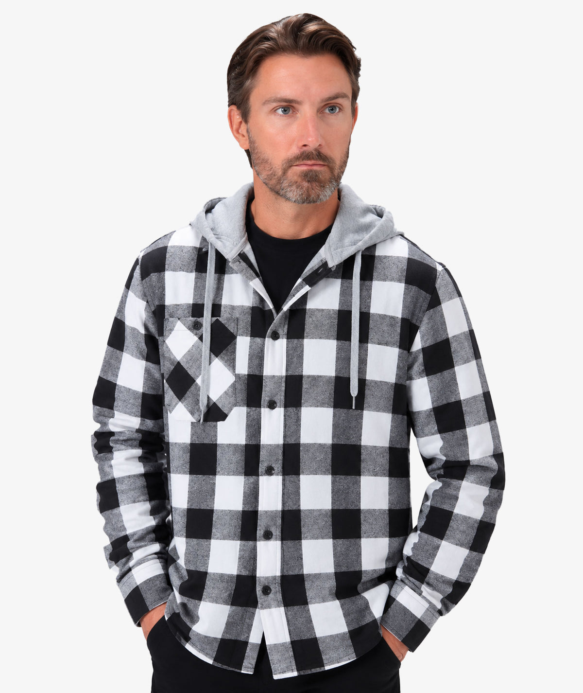 Chemise à capuche à carreaux