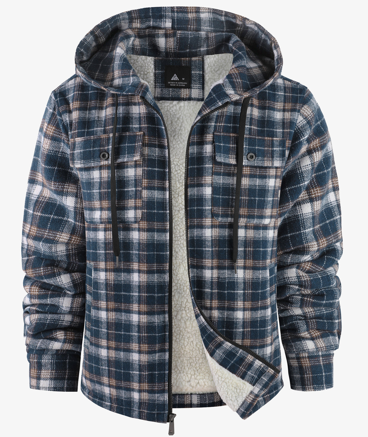Sherpa-Lined Plaid Hooded Jacket