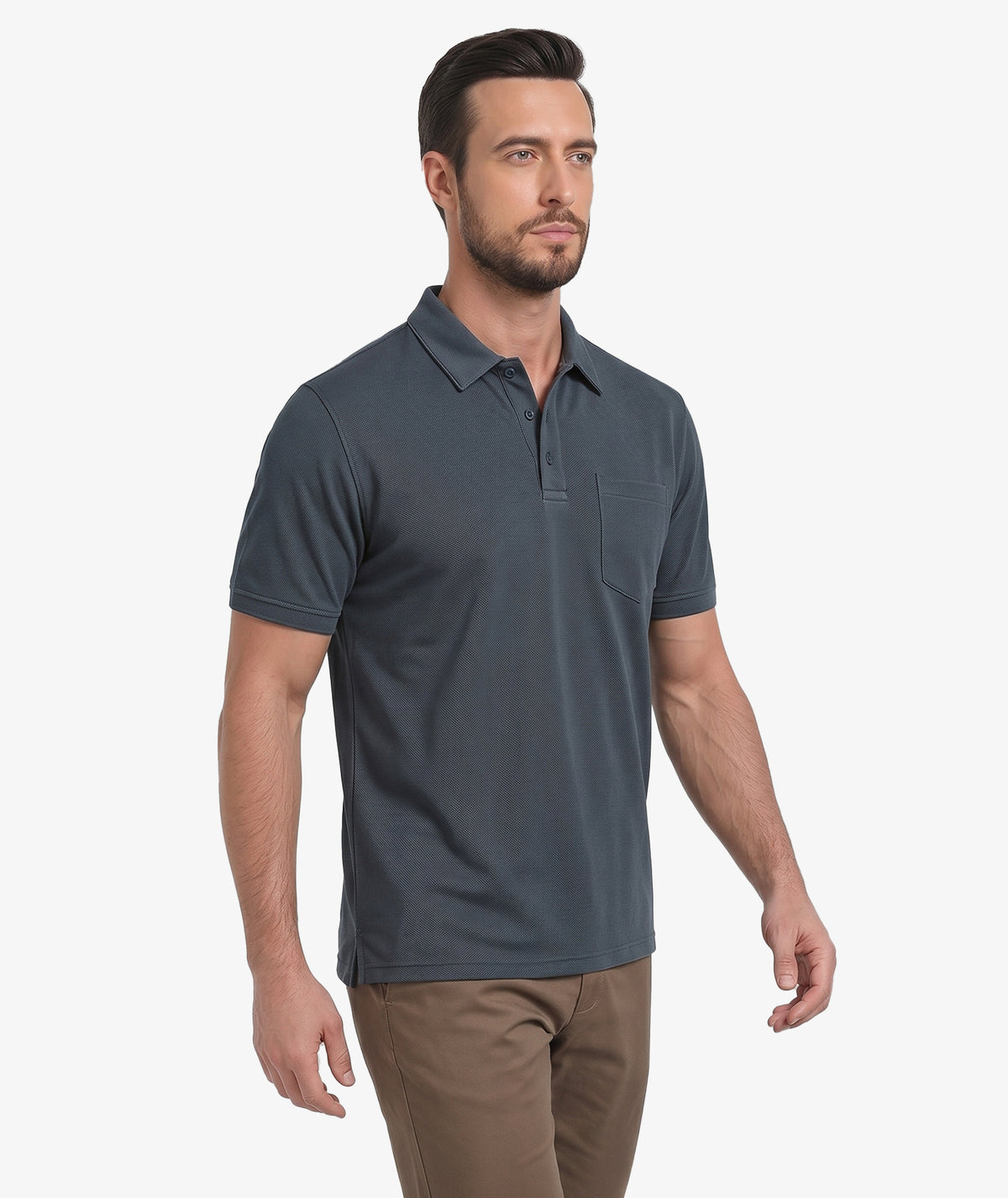 Polo de golf texturizado con bolsillo