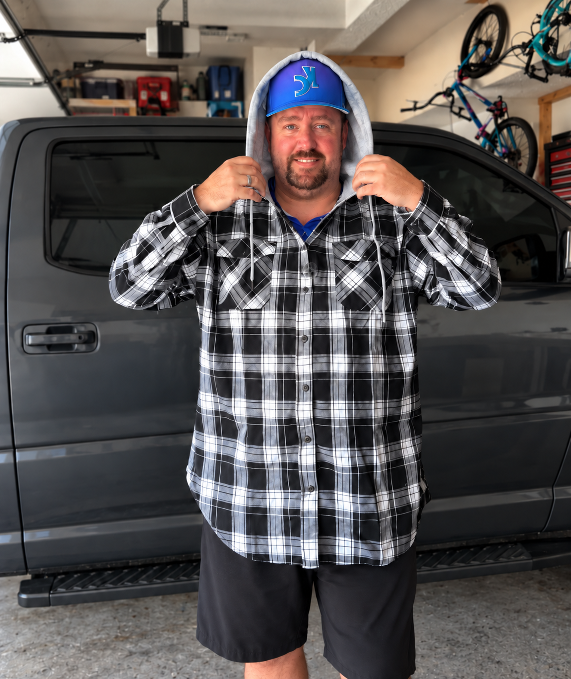 Plaid Flannel Hooded Shirt