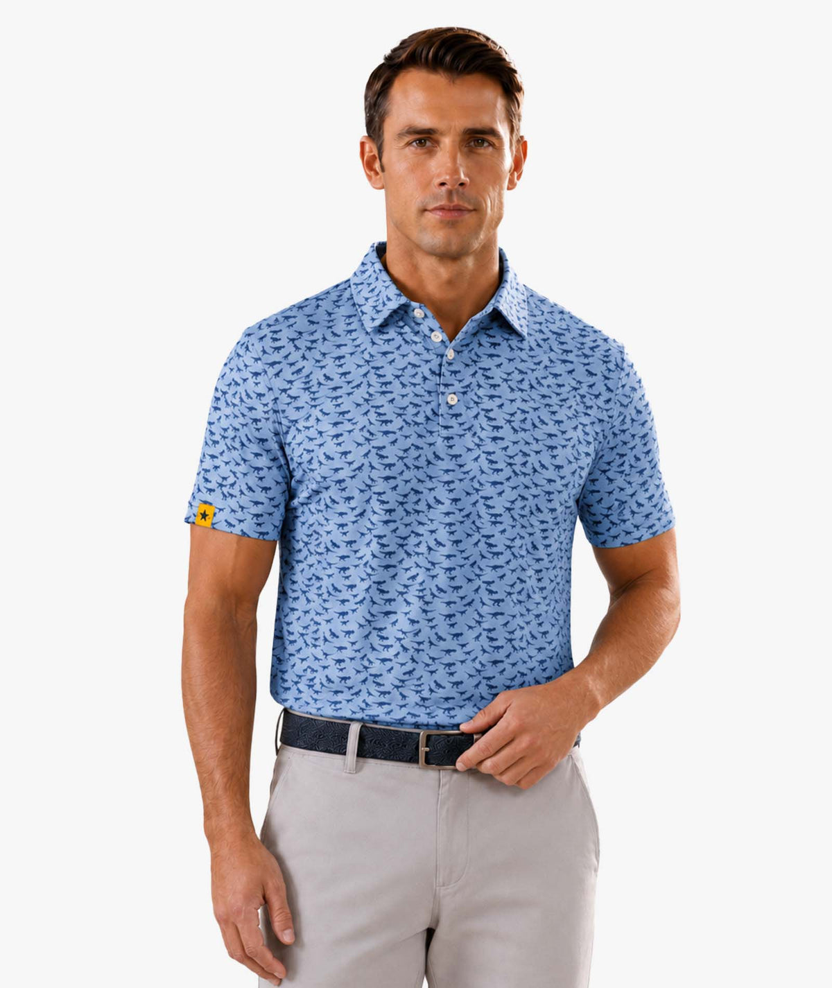 ZITY Shark Print Golf Polo