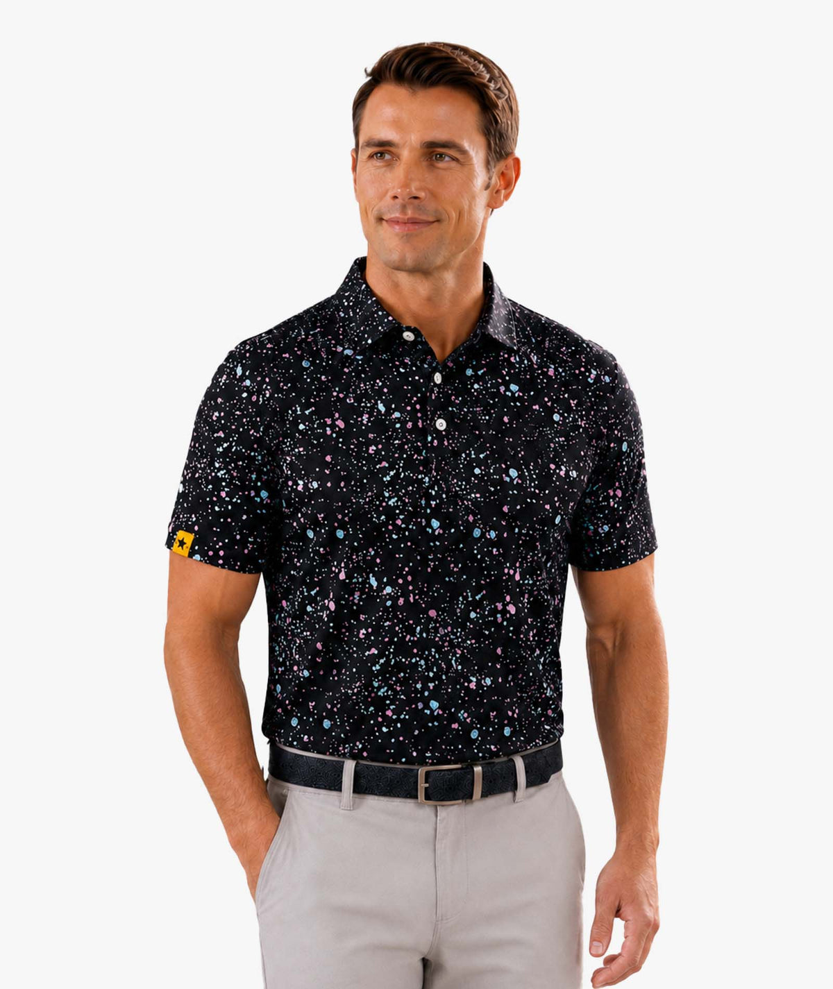 ZITY Splatter Print Golf Polo