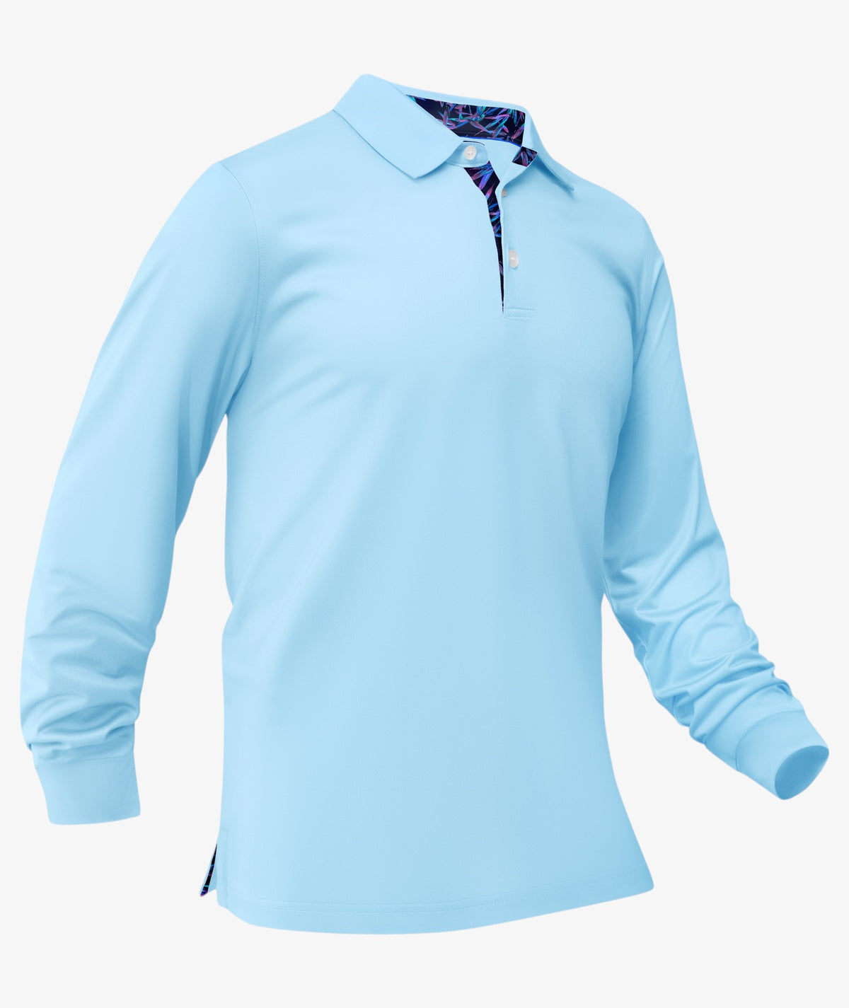 Purple Tropical Leaf Collar Polo