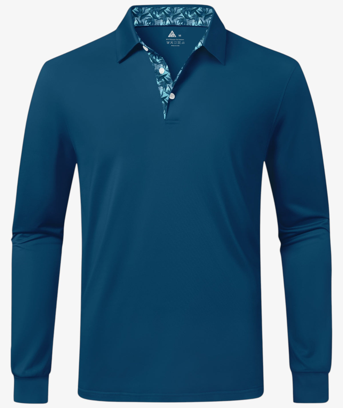 Blue Tropical Leaf Collar Polo