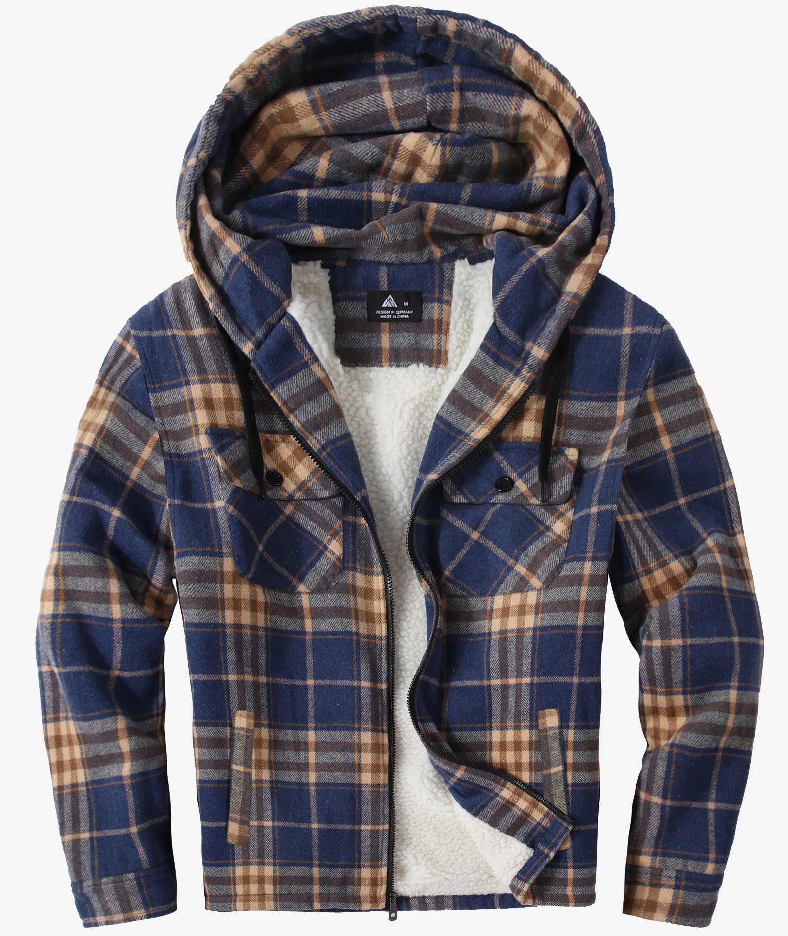 Sherpa-Lined Plaid Hooded Jacket