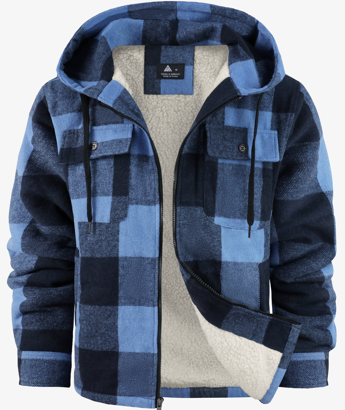 Sherpa-Lined Plaid Hooded Jacket