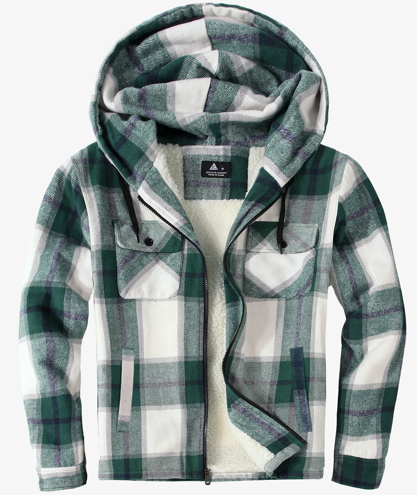 Sherpa-Lined Plaid Hooded Jacket