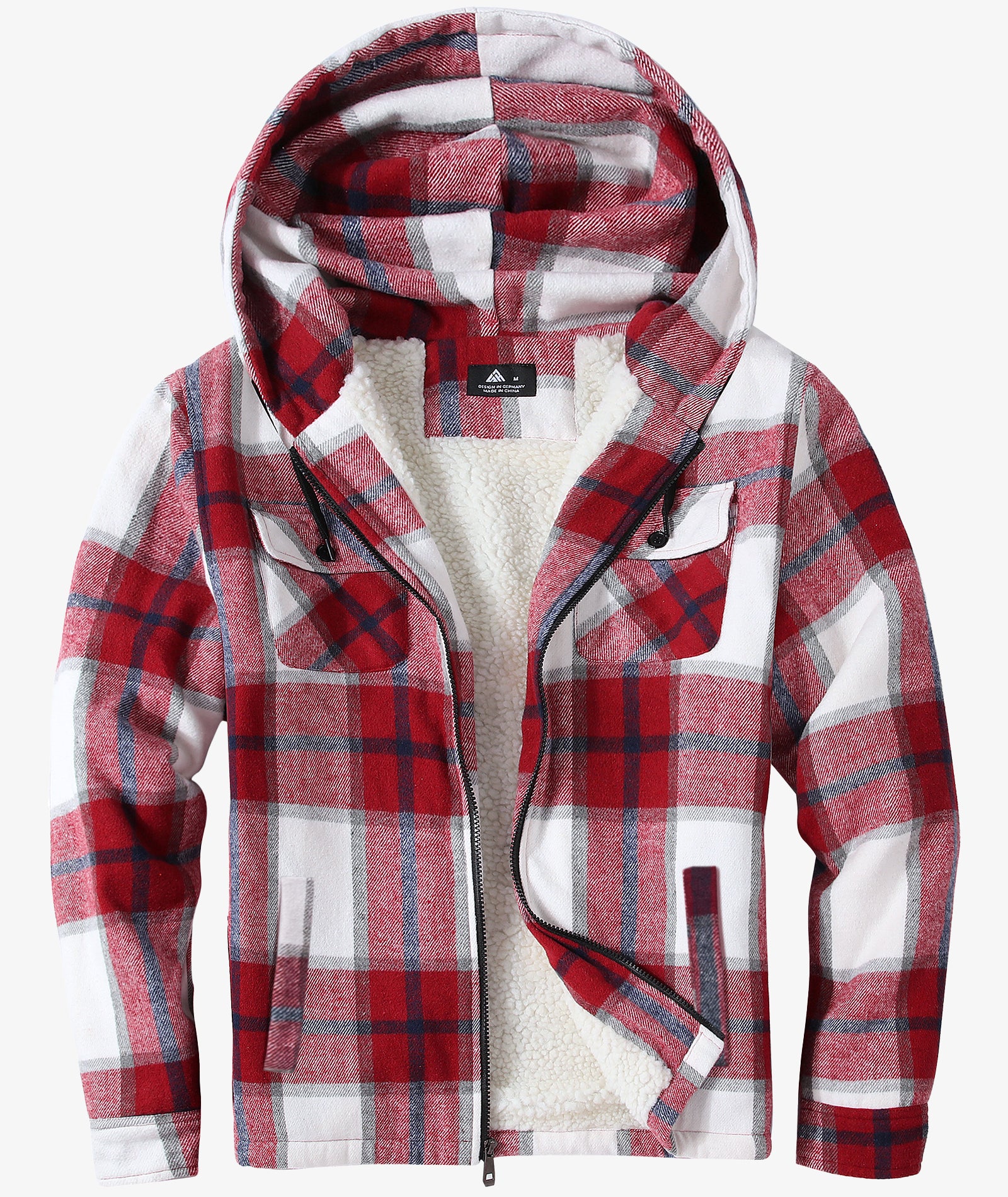 Sherpa-Lined Plaid Hooded Jacket