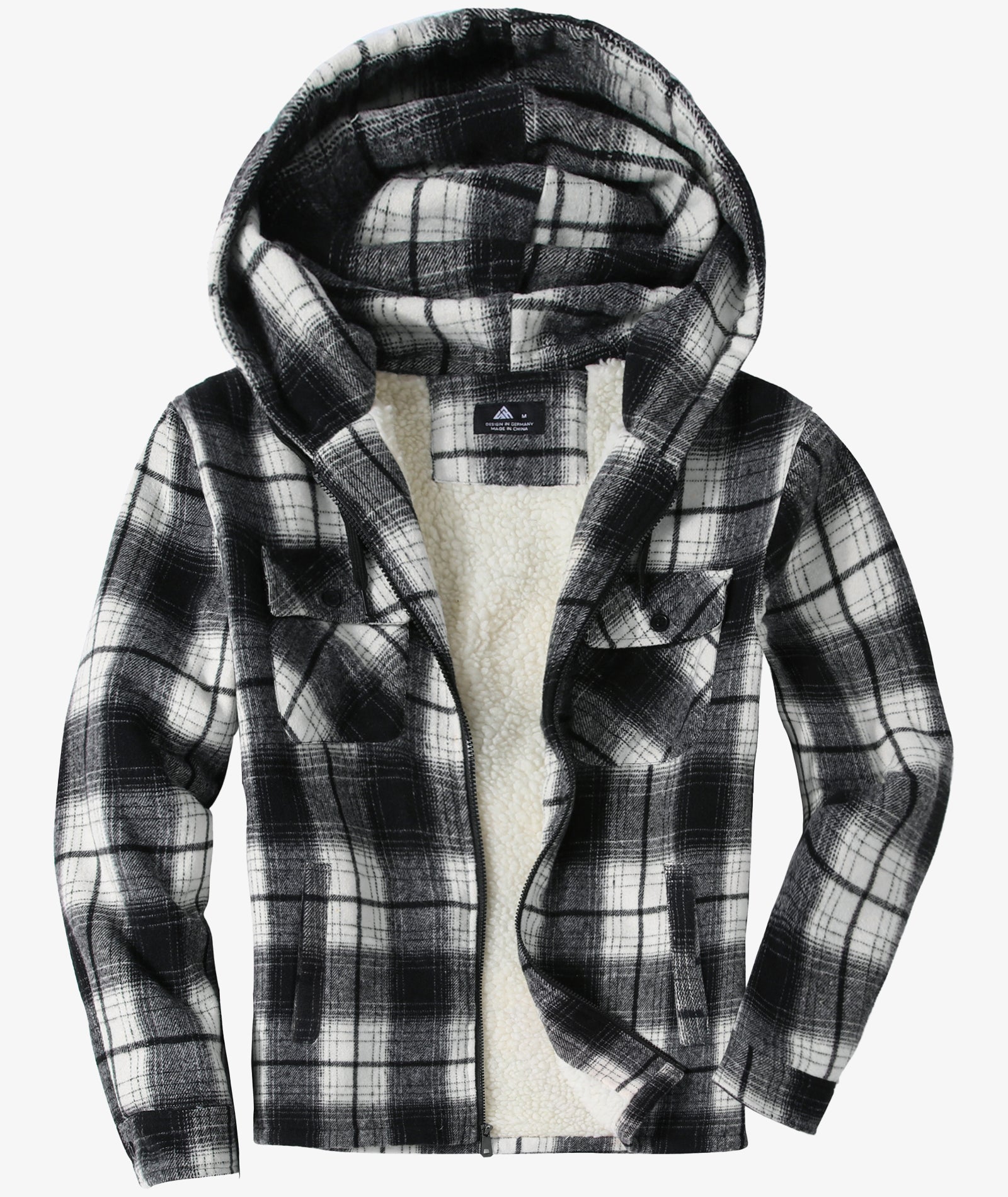 Sherpa-Lined Plaid Hooded Jacket