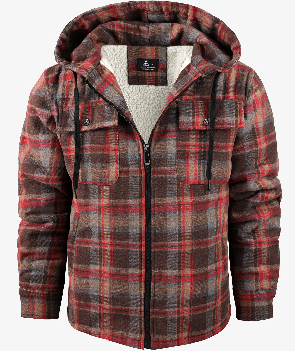 Sherpa-Lined Plaid Hooded Jacket