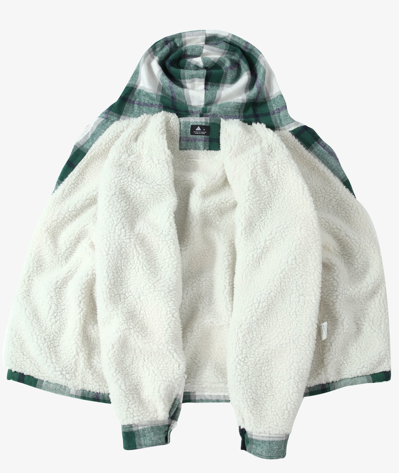 Sherpa-Lined Plaid Hooded Jacket