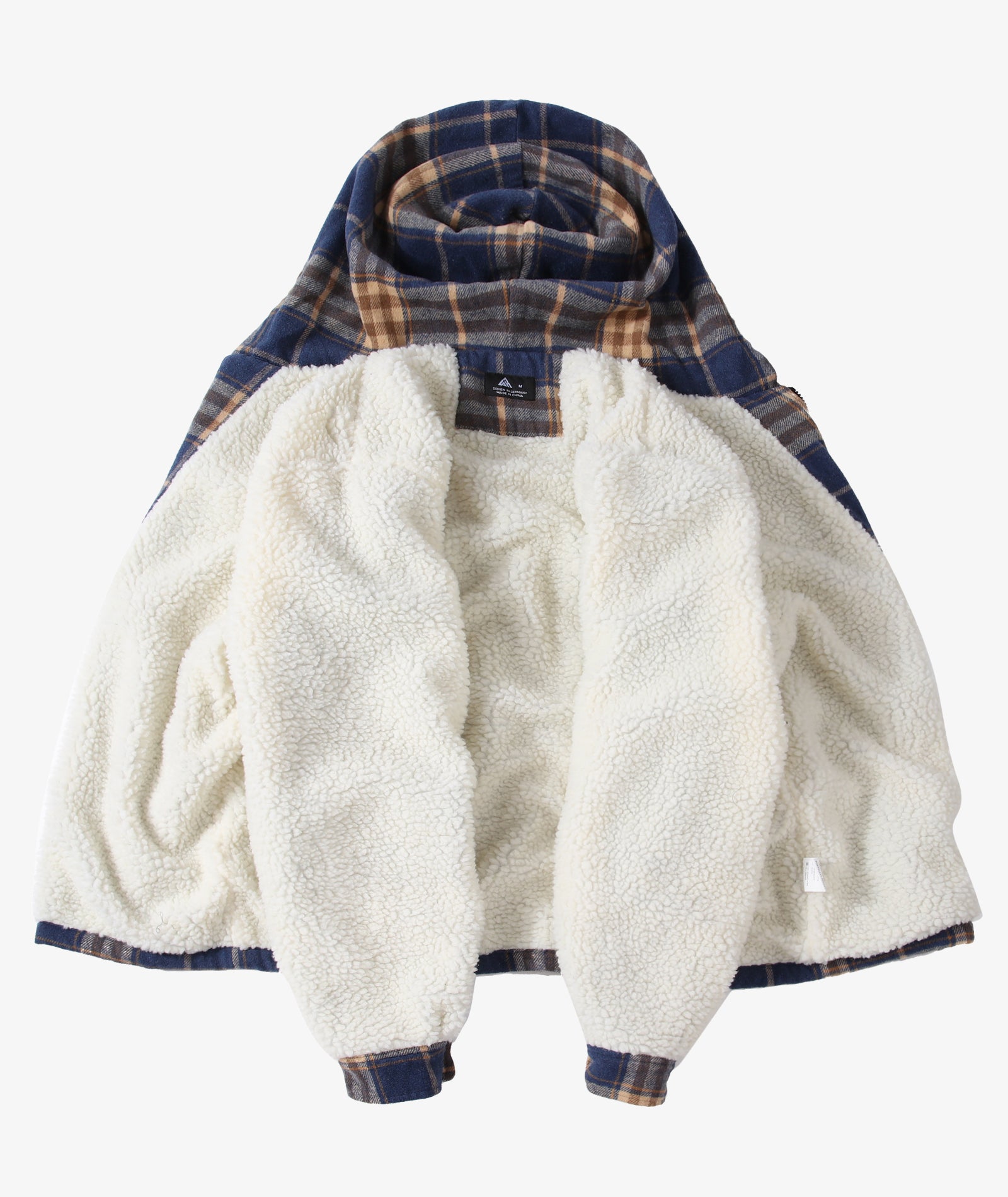 Sherpa-Lined Plaid Hooded Jacket