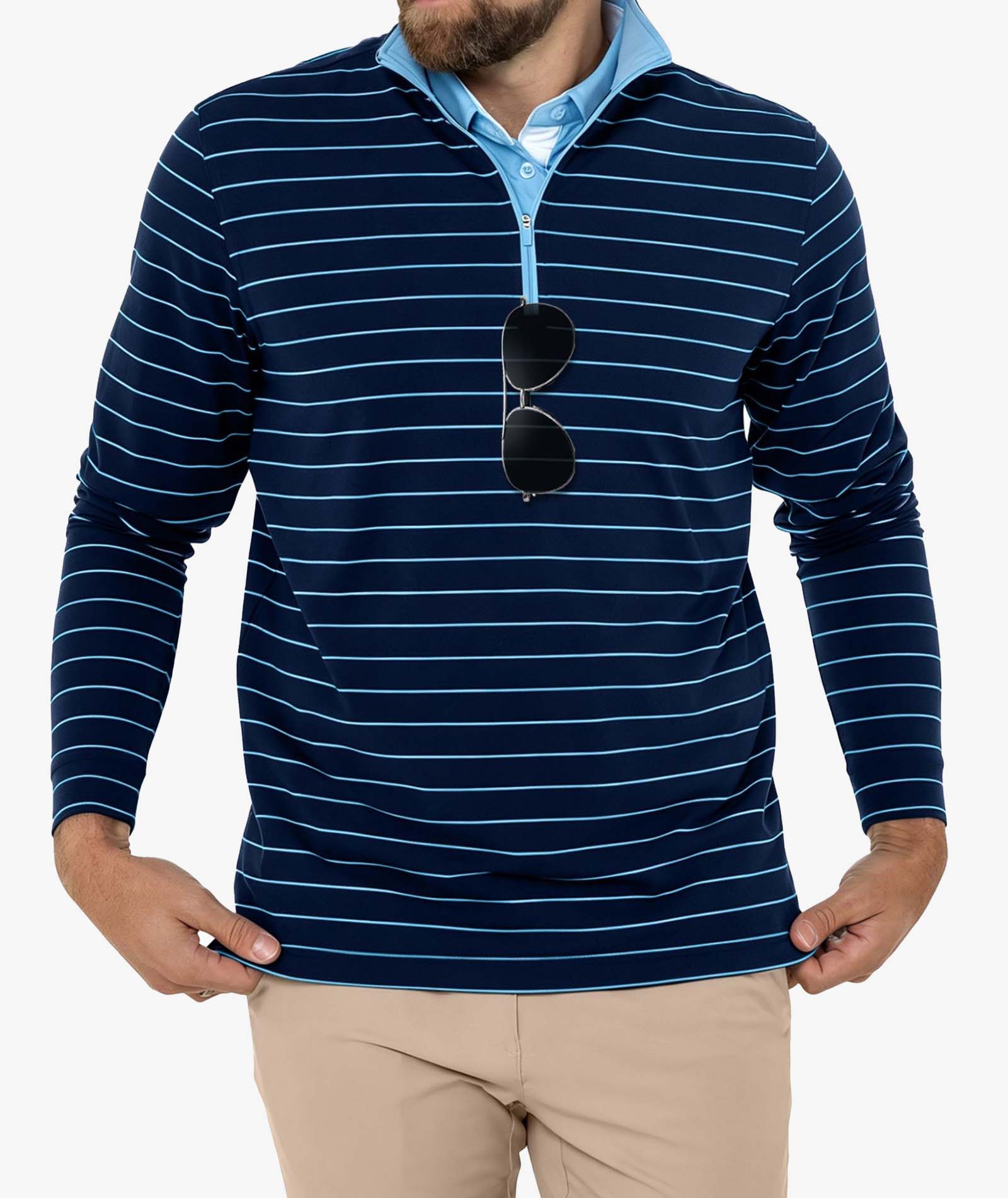 Polo quart de zip à rayures côtières