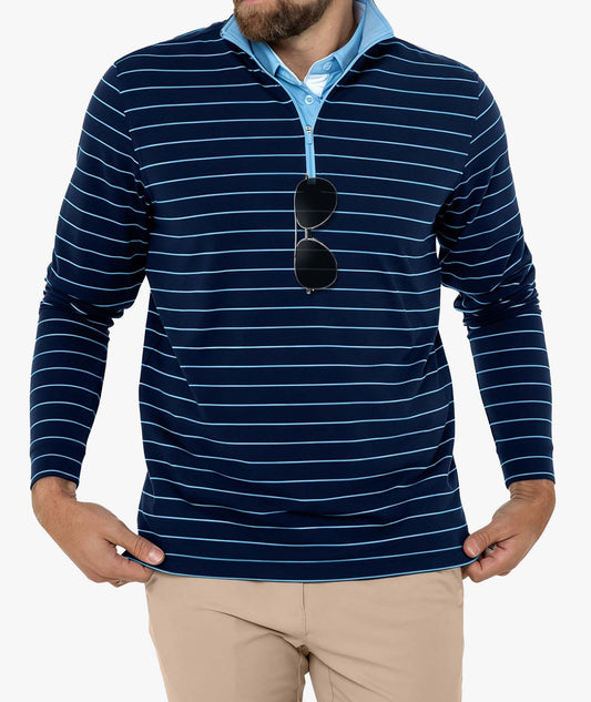 Coastal Stripe Quarter Zip Polo