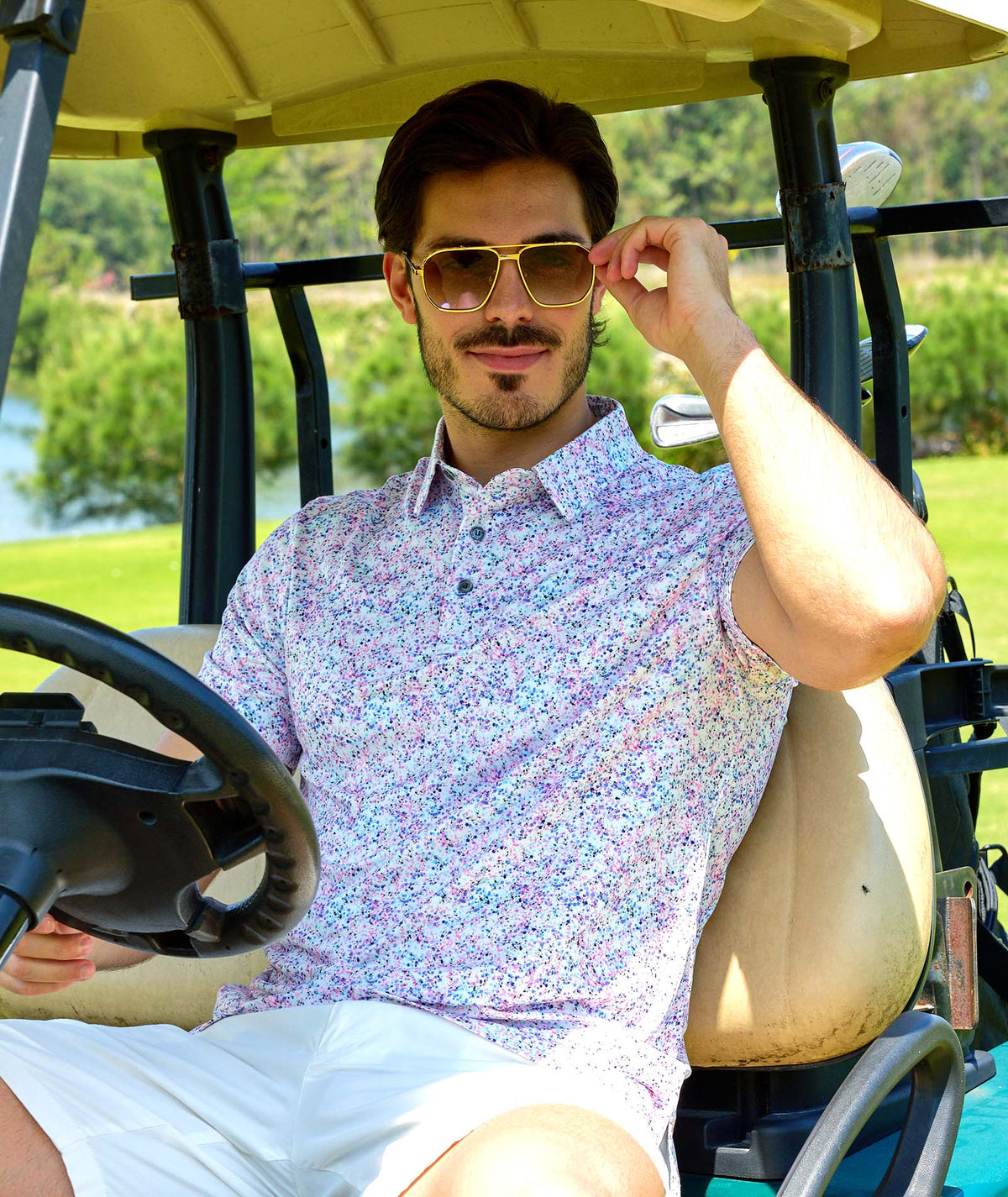 Speckle Print Golf Polo