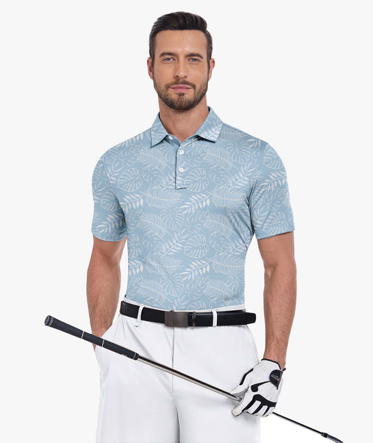 Polo de golf à motif feuille tropicale