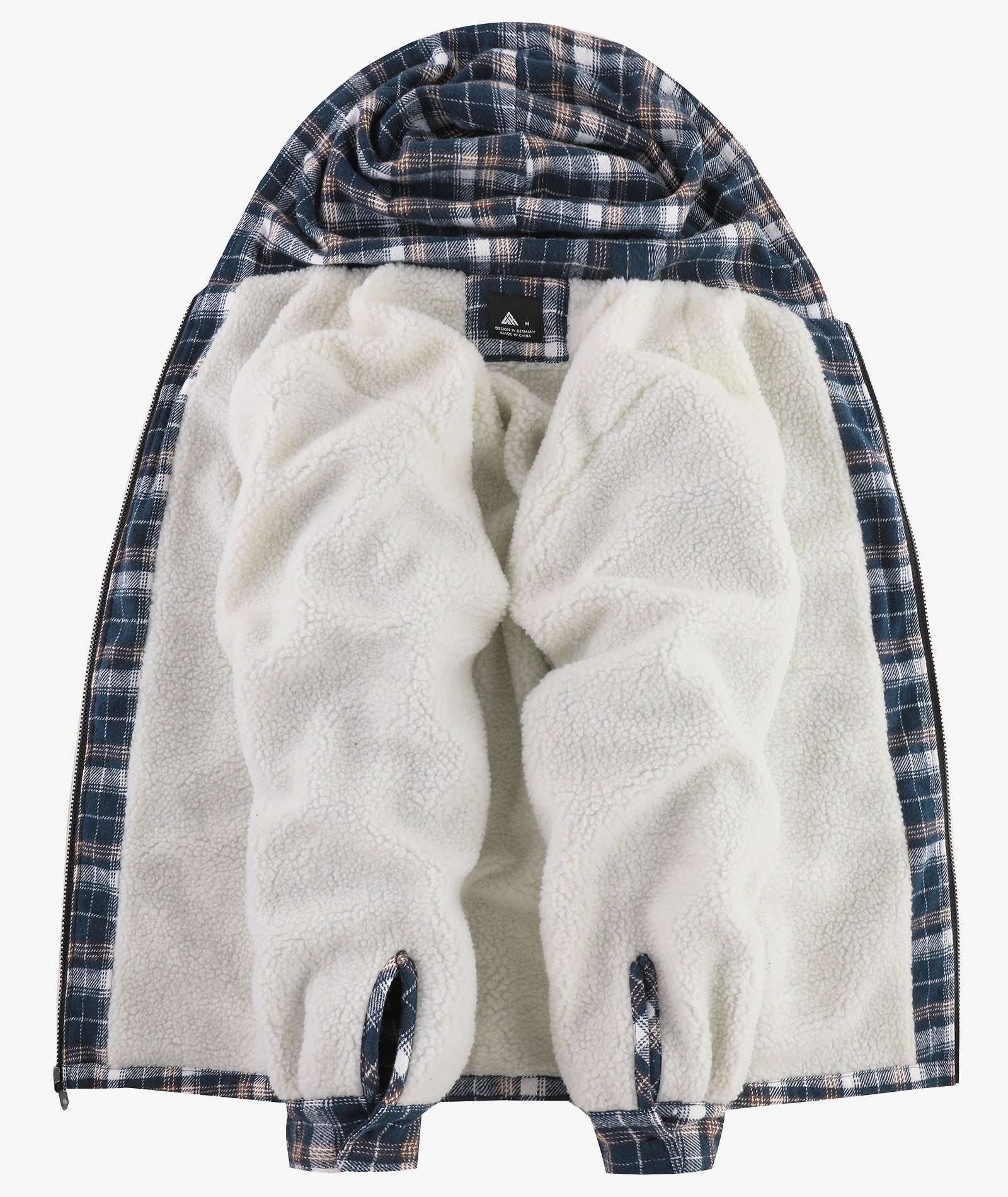 Sherpa-Lined Plaid Hooded Jacket