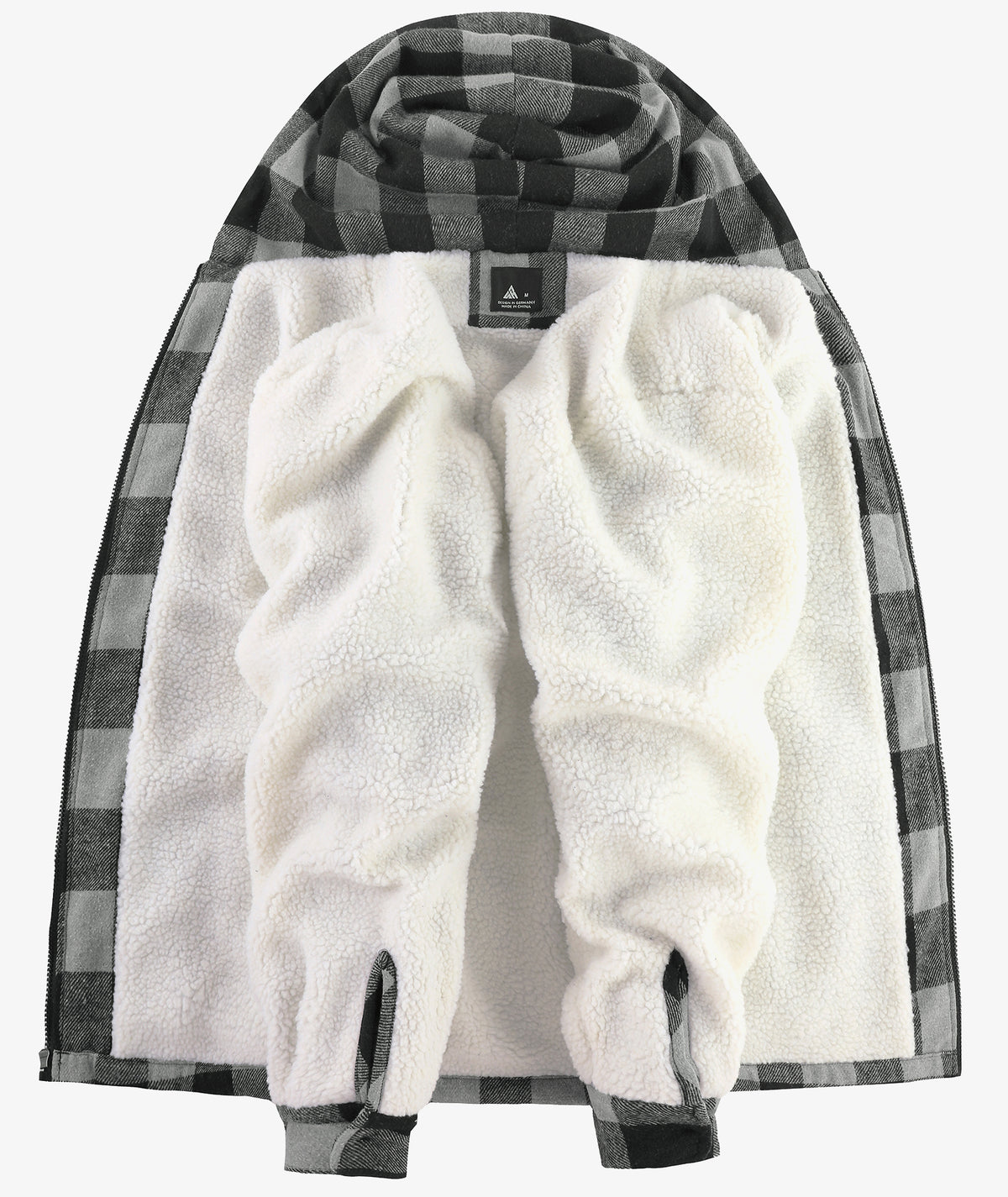 Sherpa-Lined Plaid Hooded Jacket
