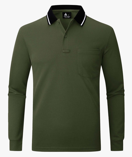 Pocket Long Sleeve Polo Shirt