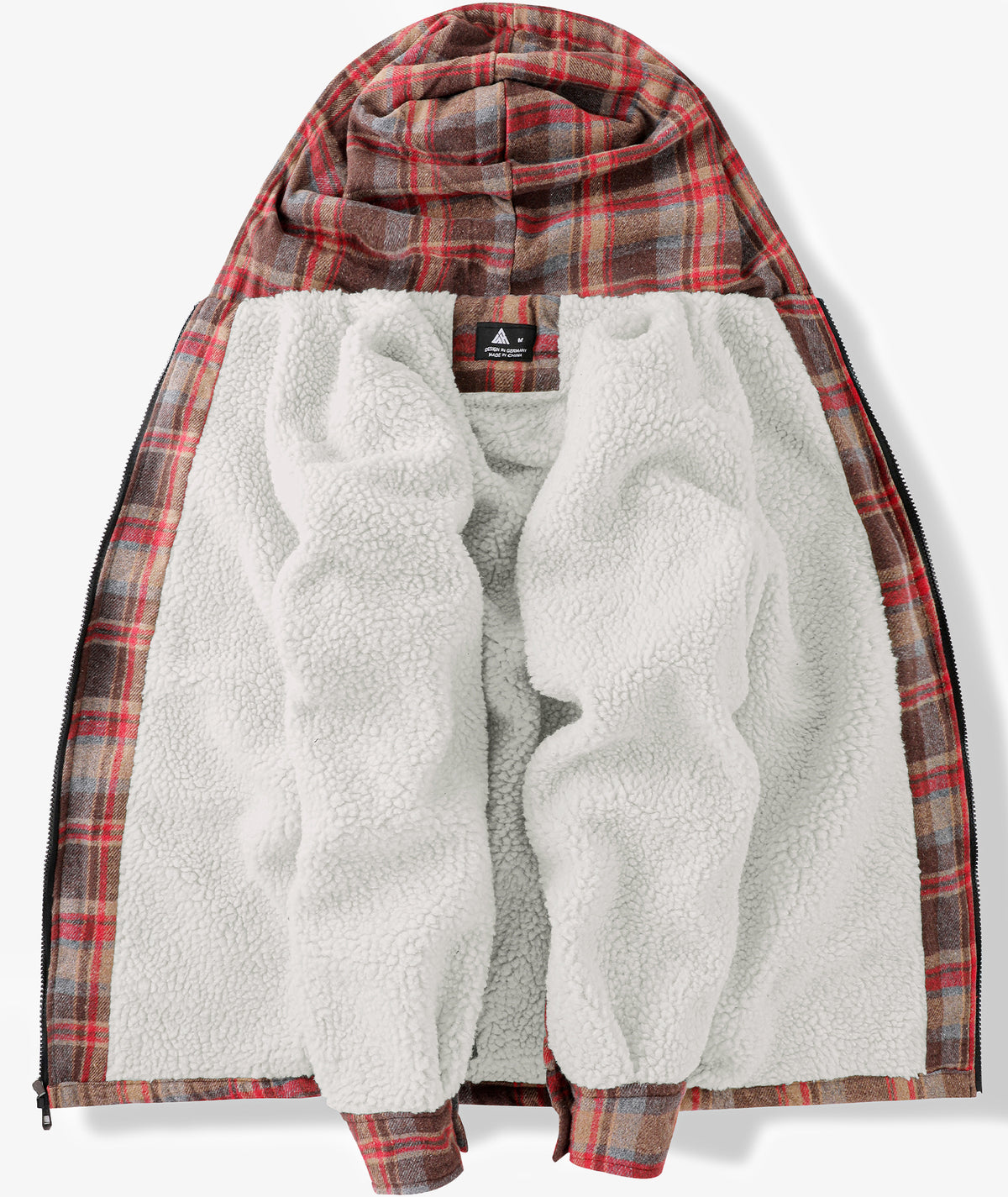 Sherpa-Lined Plaid Hooded Jacket