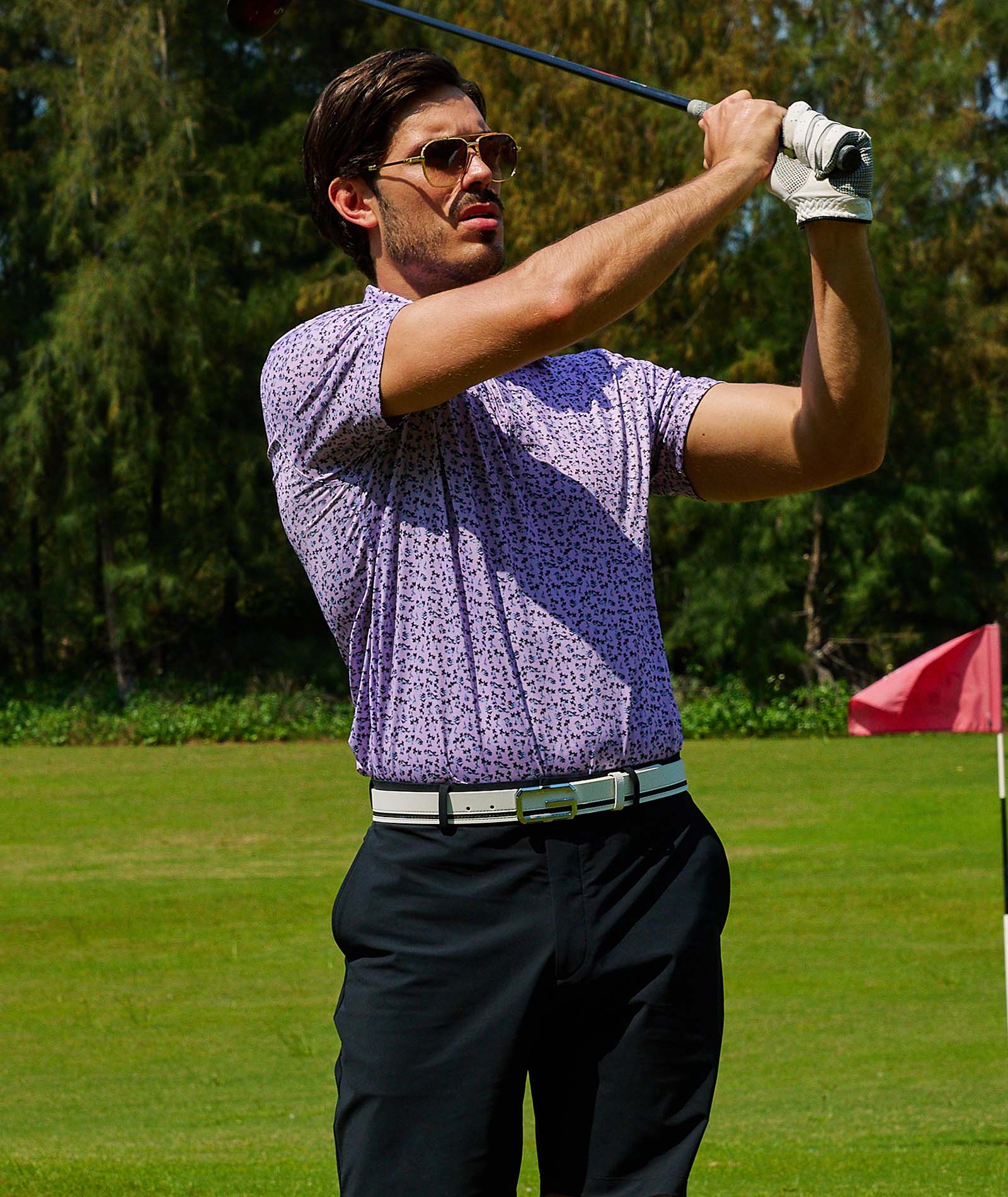 Polo de golf floral lavande