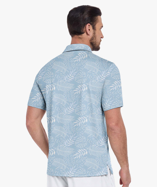Polo de golf à motif feuille tropicale