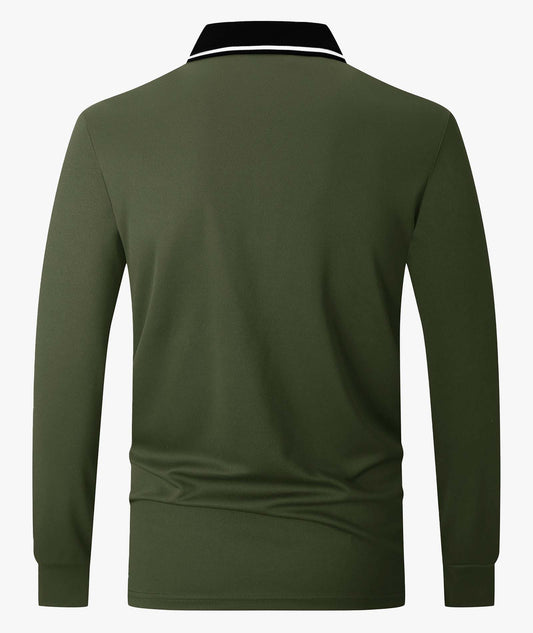 Pocket Long Sleeve Polo Shirt