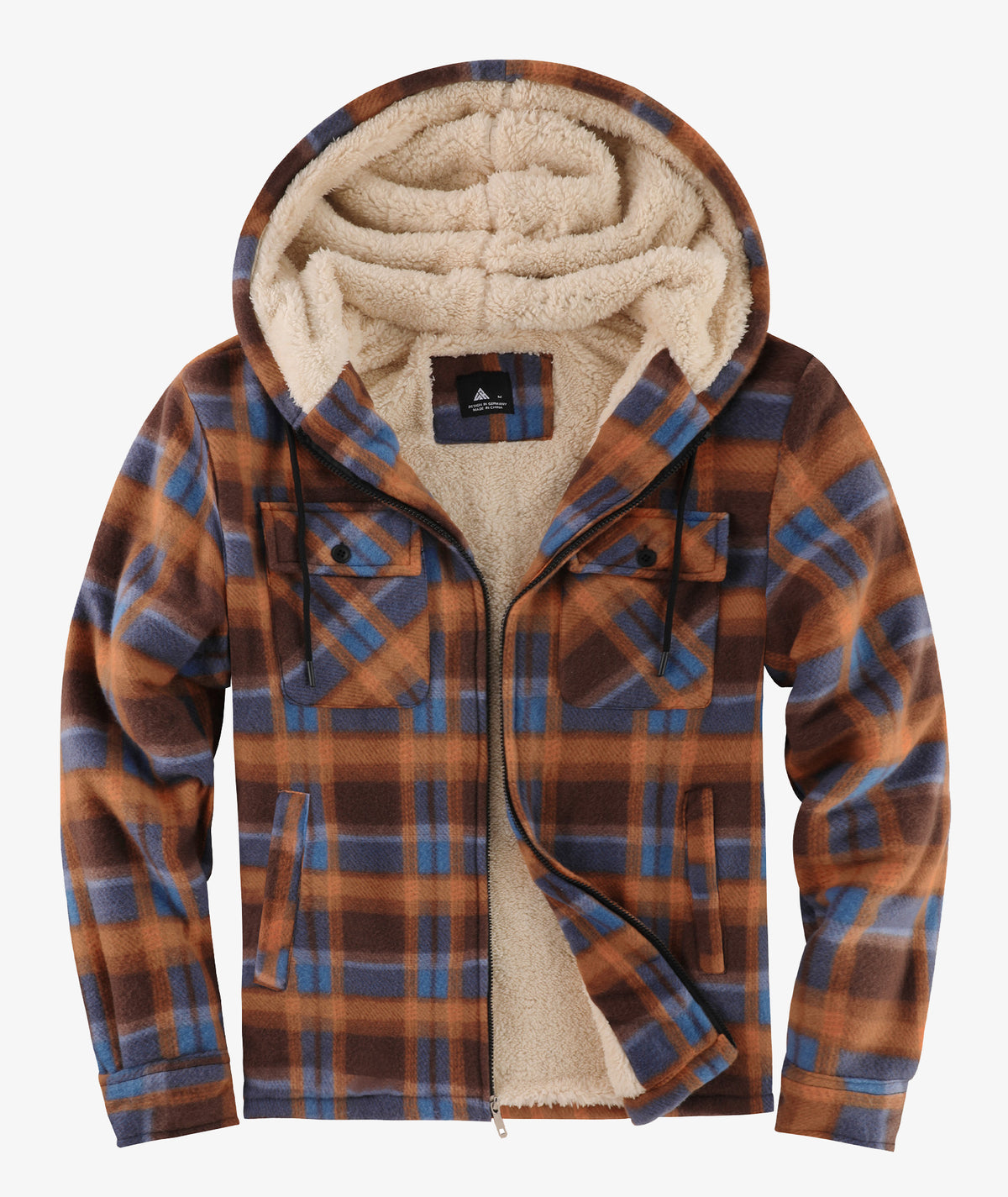 Plaid Sherpa Pocket Hoodie