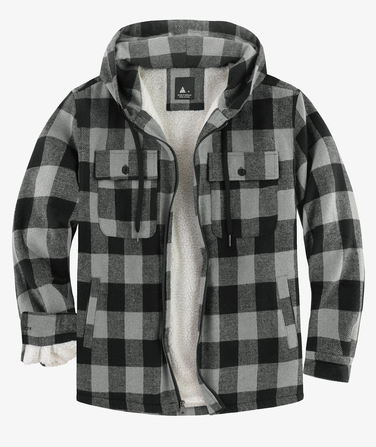 Sherpa-Lined Plaid Hooded Jacket