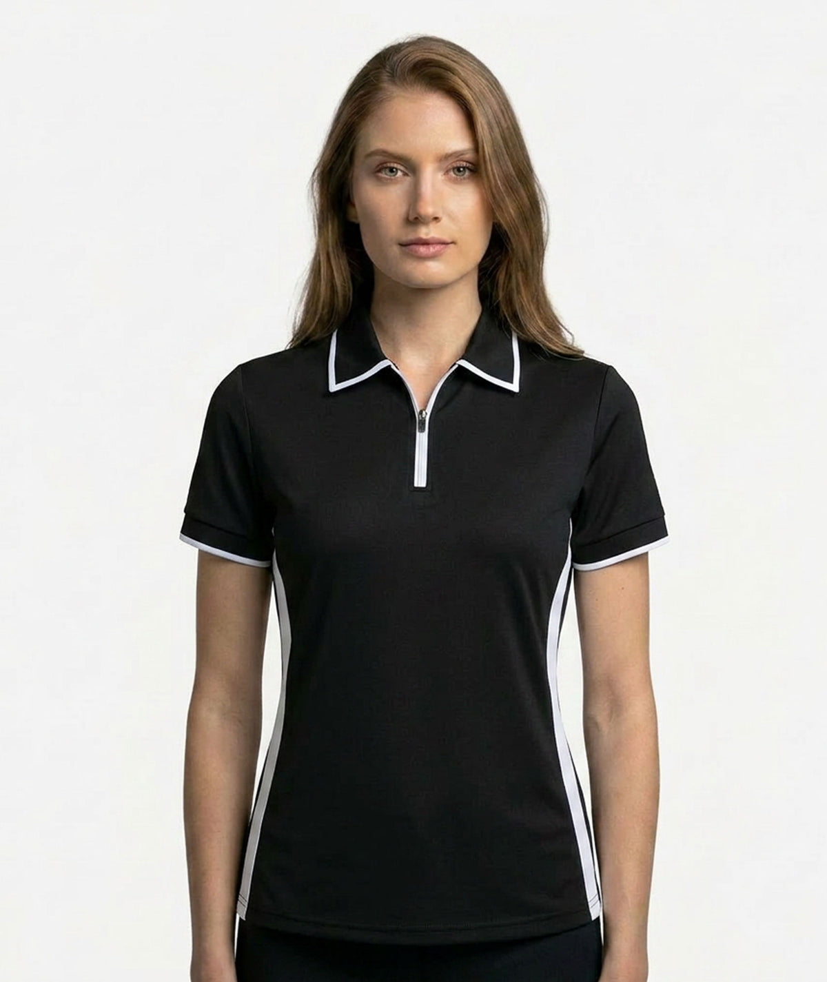Contrast Zip Performance Polo