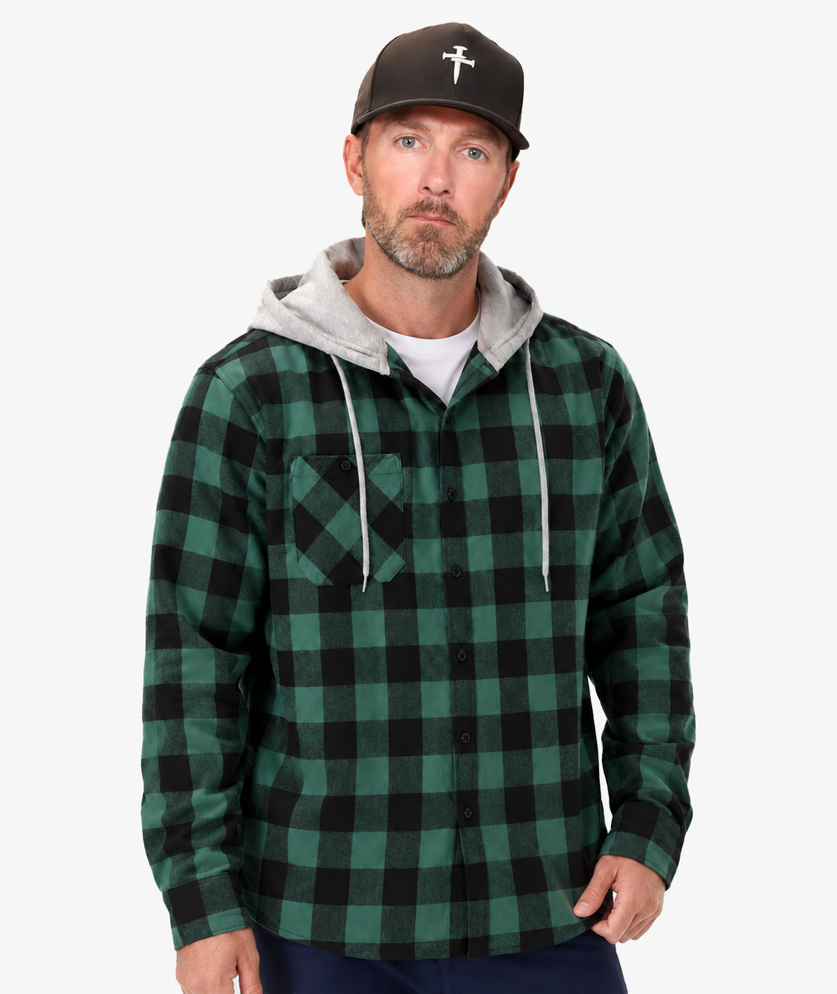 Chemise à capuche à carreaux
