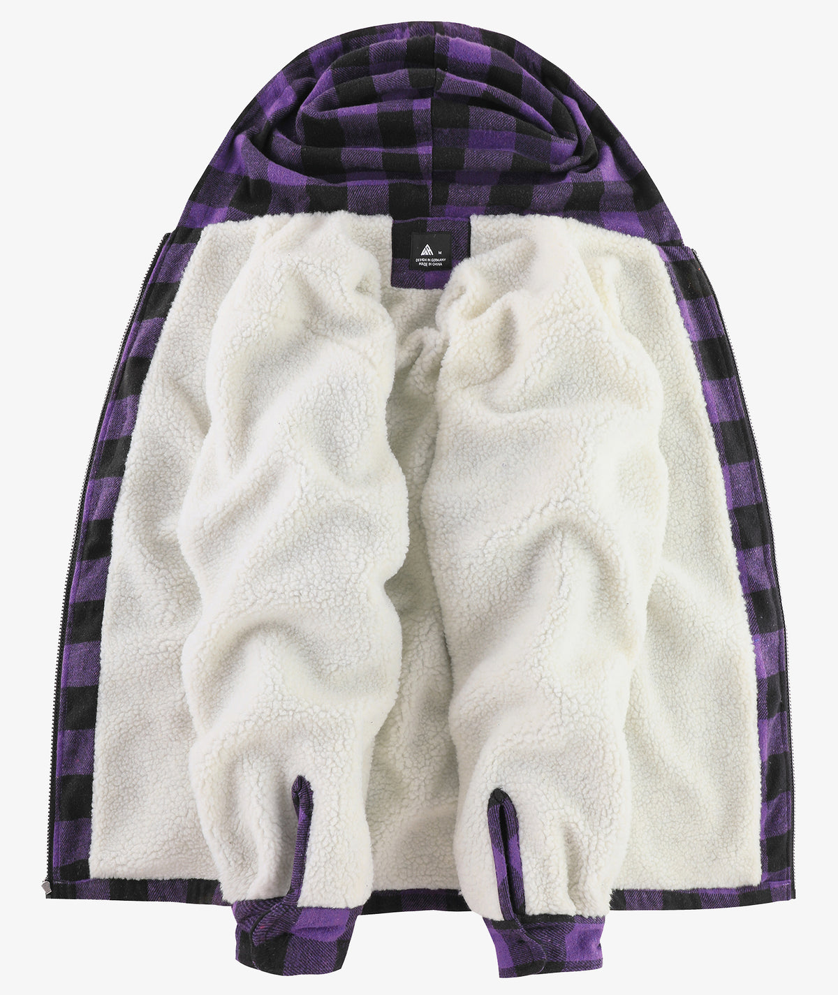 Sherpa-Lined Plaid Hooded Jacket