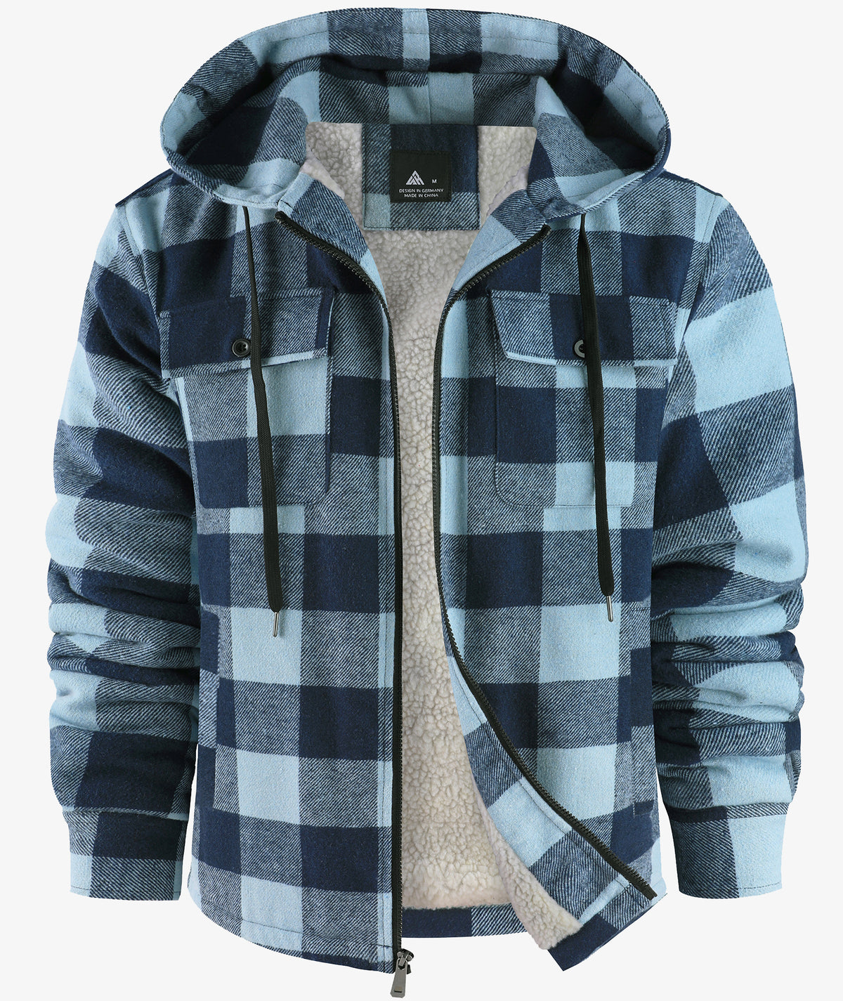 Sherpa-Lined Plaid Hooded Jacket