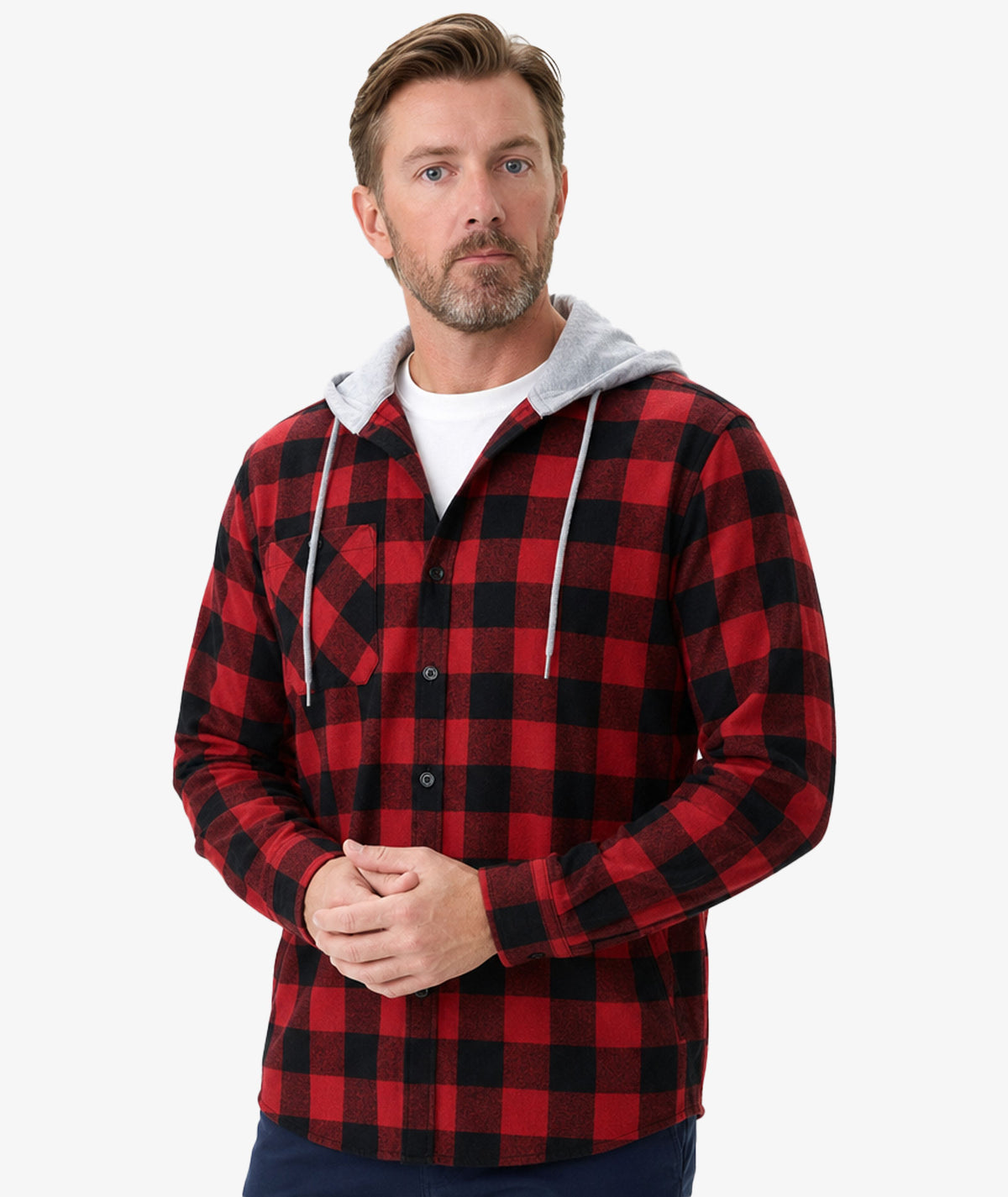 Chemise à capuche à carreaux