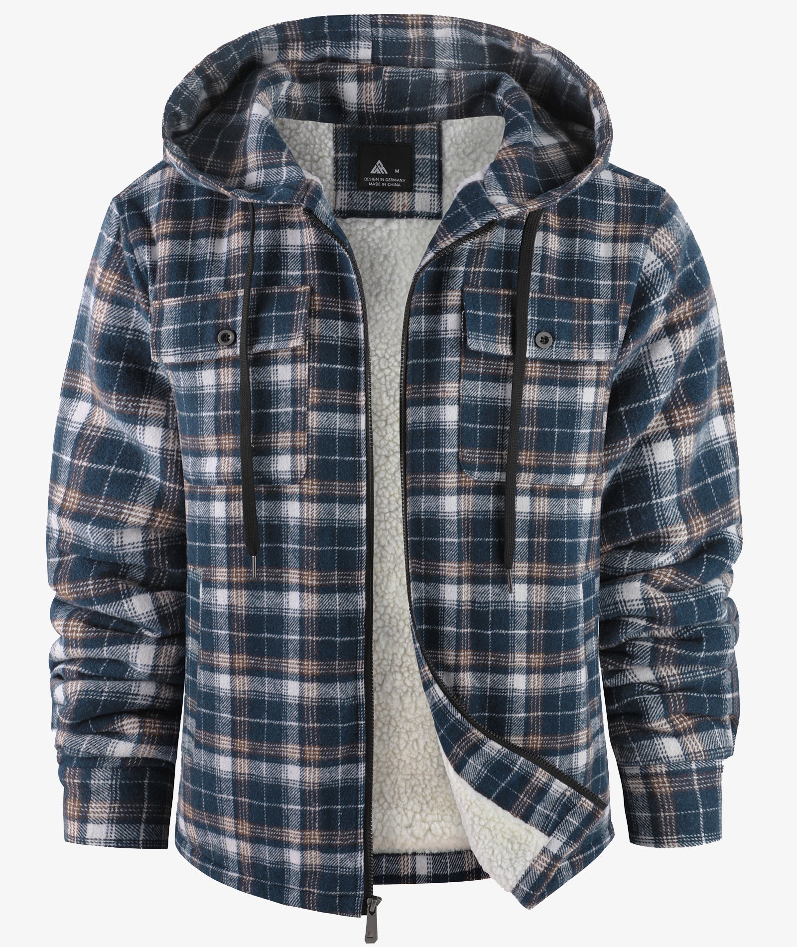 Sherpa-Lined Plaid Hooded Jacket