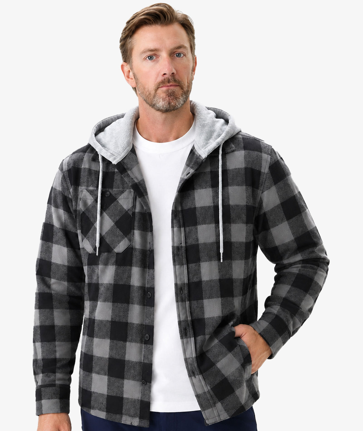 Chemise à capuche à carreaux