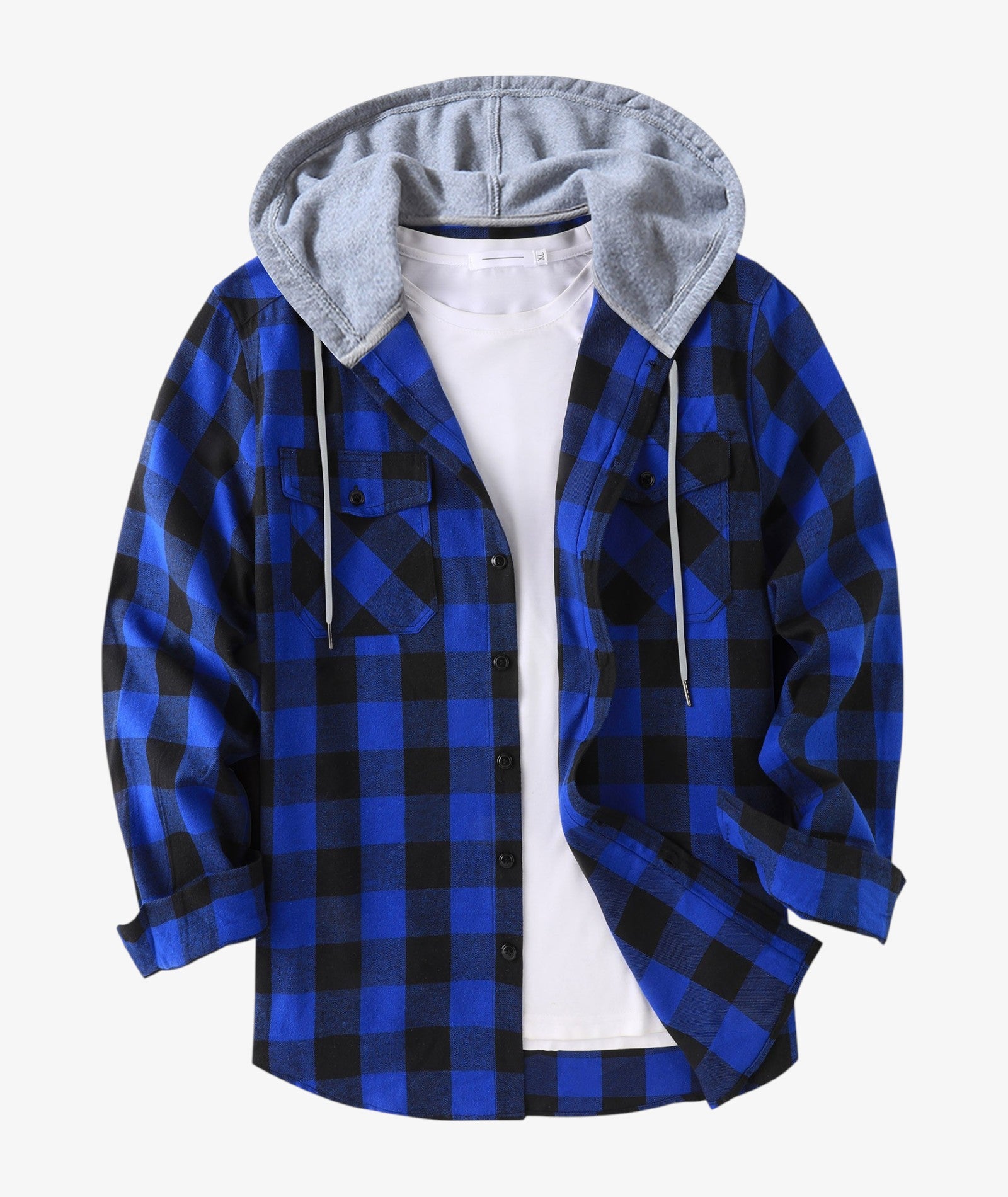 Layered Plaid Hooded Shirt
