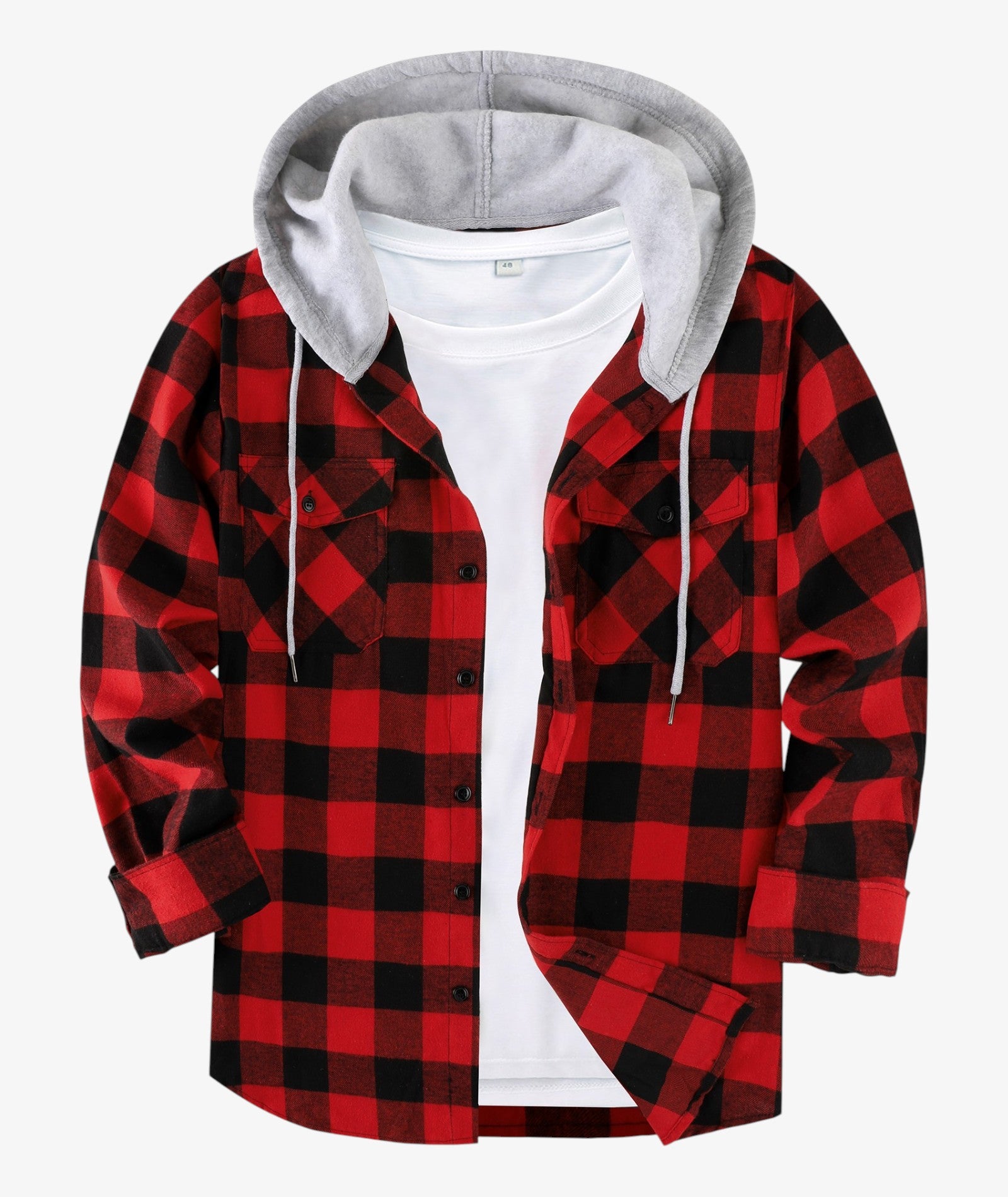 Layered Plaid Hooded Shirt