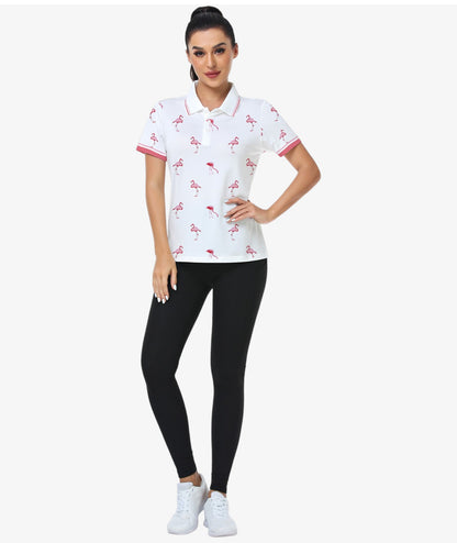 Flamingo Print Performance Polo